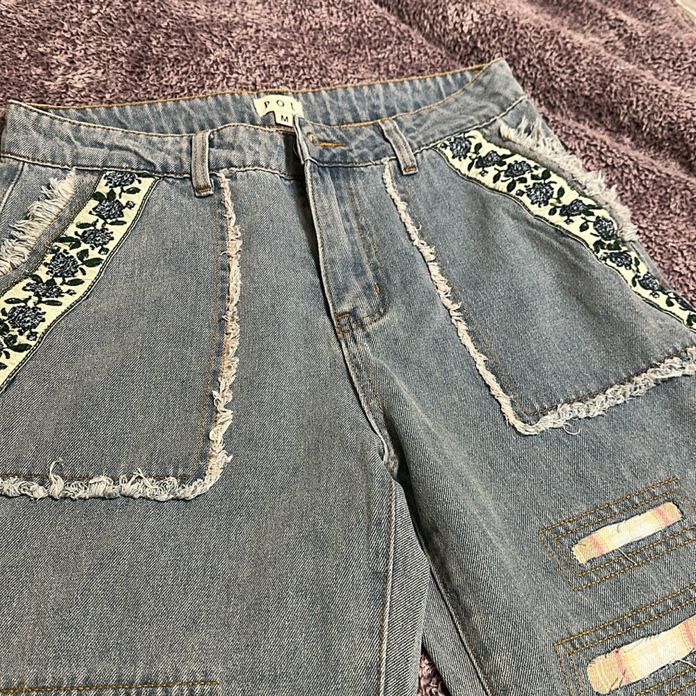 POL Bohemian Patchwork Denim Pants Women Size 8